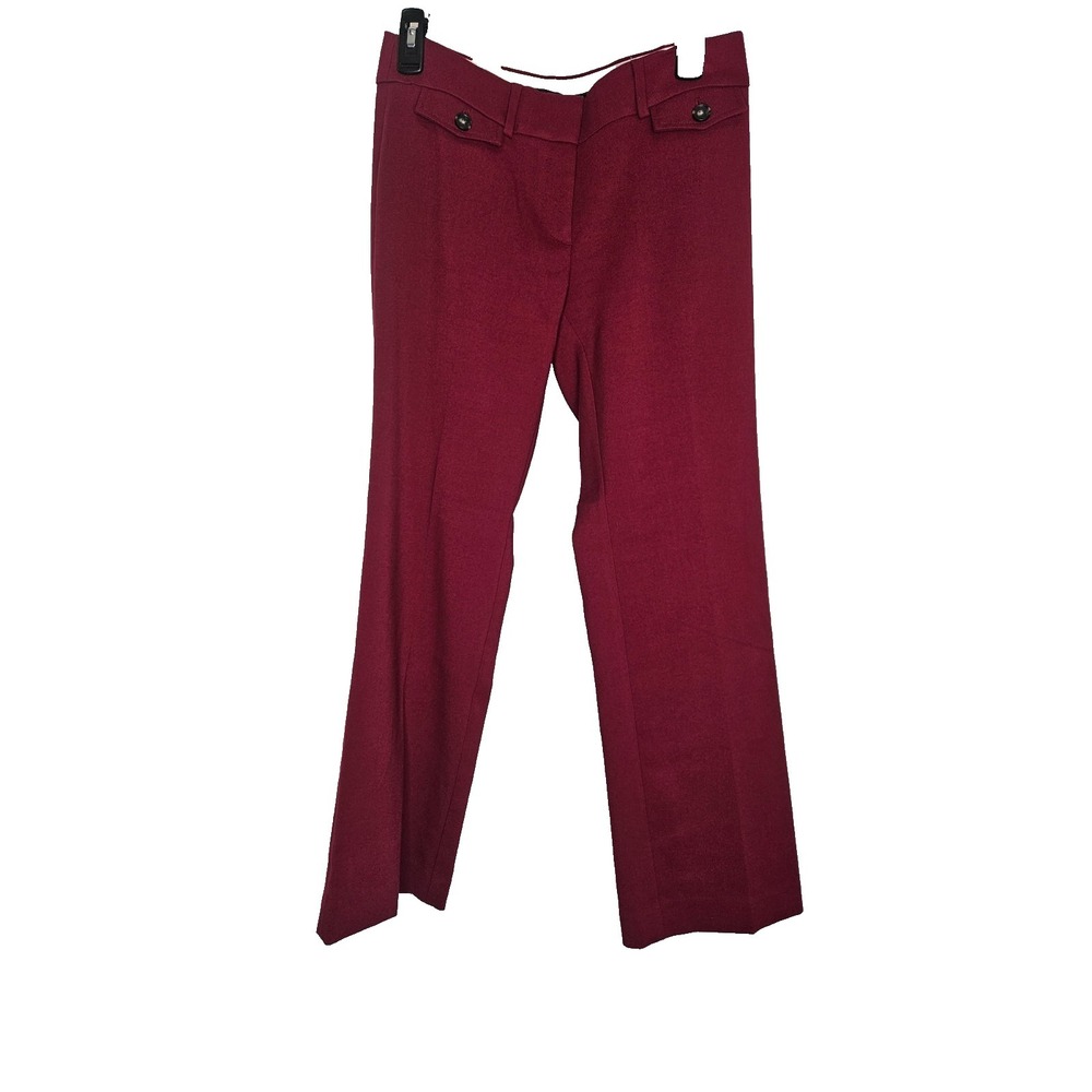 LOFT Marisa Trouser 4P Petite Burgundy Bootcut Career Pants Minimalist Classic